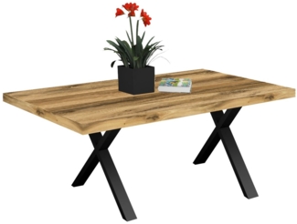 Esstisch Elgin 4 175-275x80x100 Holzwerkstoff Schwarz/Plankeneiche