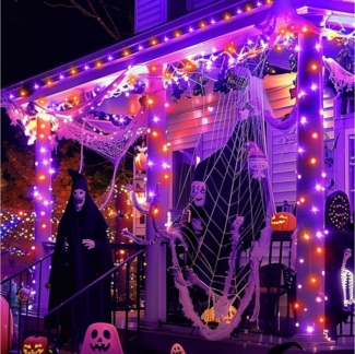 Jibenhome Lichterkette LED Lichterkette für Außen, Weihnachtsdeko 5/10m, mit 8 Beleuchtungsmodi,Timer,Batteriebetrieben,für Halloween Party