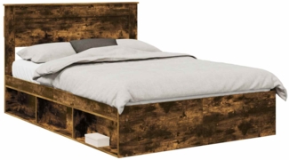 vidaXL Bettrahmen Geräucherte Eiche 150 x 200 cm Massives Kiefernholz 3409747