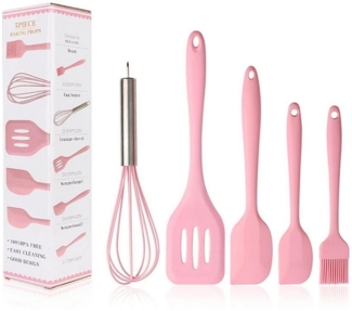 König Design Kochbesteck-Set Silikon Teigschaber Spatel Antihaft Back Schaber Kochset Schneebesen (Set, 5-tlg, 3 x Kochlöffel, 1 x Schneebesen, 1 x Pinsel), Spachtelbürsten Backwaren Ölbürste Schneebesen Schlitzwender