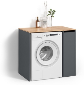Livinity® Waschmaschinenumbauschrank Paolina, Anthrazit/Goldkraft Eiche, 93.6x88.2 cm mit Fächern und...