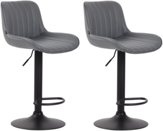 2er Set Barhocker Lentini, drehbar, Grau, Schwarz, Kunstleder