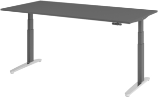 bümö elektrisch höhenverstellbarer Schreibtisch 200x100 cm mit Memory-Steuerung - Design Schreibtisch höhenverstellbar elektrisch, elektrischer Schreibtisch graphit, Gestell graphit/alu, XBHM-2E-G-GC