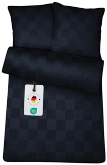 Carpe Sonno Bettwäsche Damast 135x200 Baumwolle Hotel Bettwäsche kariert Bettbezug Set modern, Damast, 2 teilig, Damast Bettwäsche 155x220 Karo Bettwäsche Blau