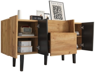 OKWISH Lowboard aus Holz (Fernsehtisch,TV-Board,TV-Ständer, Wohnzimmermöbel, 1 St, 4 Türen und 2 Schubladen), ideal für TV bis zu 60 Zoll, mit höhenverstellbare Regale