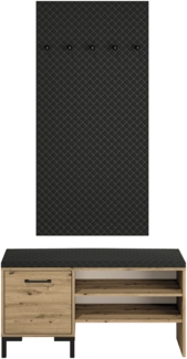 Garderobe "Nevio" Flurgarderobe 2-teilig Artisan Eiche schwarz