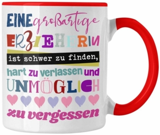 Trendation Tasse Trendation - Großartige Erzieherin Tasse Geschenk Abschied Kindergärtn