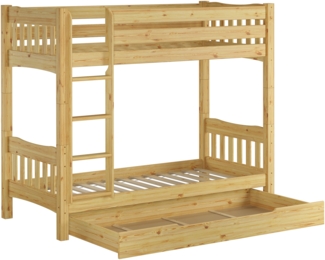 Erst-Holz Etagenbett Kiefer natur 90x200 inkl. Bettkasten