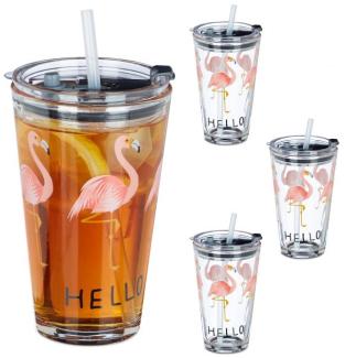 4er Set Glasbecher Flamingo