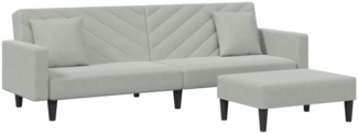 vidaXL 2-tlg. Sofagarnitur mit Kissen Hellgrau Samt 3216268