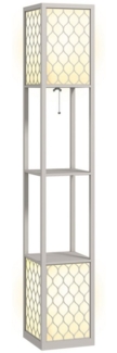 HOMCOM Stehlampe 40 W Standlampe mit E27 Sockel, 2 Ablagen, mit Doppellicht, LED, Halogenlampen, Glühbirnen, warm, exkl. Leuchtmittel, für Wohnzimmer, Schlafzimmer, Hellgrau