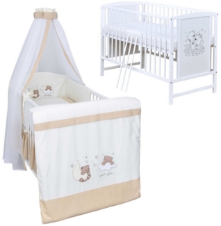 Baby-Delux Komplettbett Babybett Mia Komplettset, 10-tlg, Kinderbett 60x120 cm weiß, Bettset verschiedene Designs