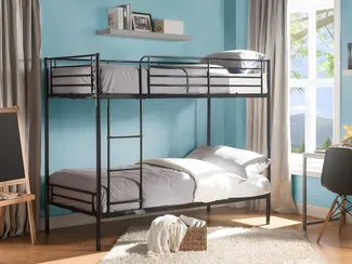 Vente-unique - DUOTIS Bett Metall Schwarz - B 96 cm x H 160 cm x L 197,5 cm