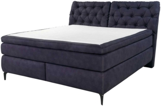 Boxspringbett Chile Mix / Chelsea Mix, Mikrofaser, Blau, 190 x 125 x 230 cm