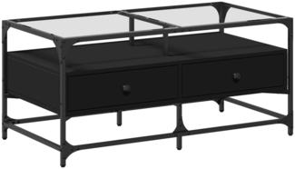 vidaXL Couchtisch mit Glasplatte Schwarz 98,5x50x45 cm Stahl 846044