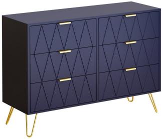 UEV Kommode mit 6 Schubladen, Sideboard für Wohnzimmer Schlafzimmer (Highboard, Sideboard mit Schubladen, Schmal kommode, 100 x 34 x 73 cm Mehrzweckschrank), Küchenschrank Buffet TV Board Schrank mit Füße Aufbewahrungsschrank