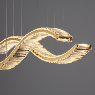 Nova Luce 9019724 AURELIA LED Pendelleuchte 2-flammig 3500K Gold Kristall