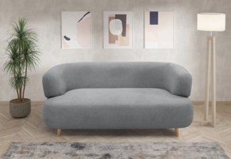 DOMO. collection Sofa 800014, 2-Sitzer Garnitur, runde Ecken, gepolsterte Rückenlehne, Holzfüße Eiche natur, 2er Couch, Polstergarnitur, 160 x 86 x 73 (BxTxH), grau