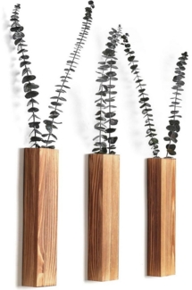 BlingBin Blumentopf 3 Stück Wand Pflanzgefäße aus Holz, Moderne Holz Wand Dekor (3er Set, 1 St, 3 Stück), Hängende Holz Wandvase für Wohnzimmer, Schlafzimmer, Heimdekoration