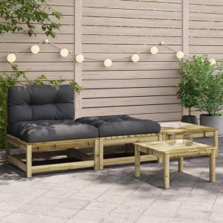 vidaXL Gartensofa ohne Armlehnen mit Kissen und Hockern 838148