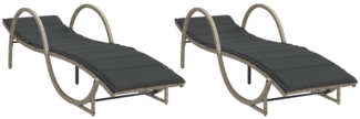 vidaXL Sonnenliegen 2 Stk. mit Auflagen Hellgrau Poly Rattan 3277312