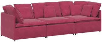 vidaXL Modulares Sofa mit Kissen Samt Weinrot 3321283