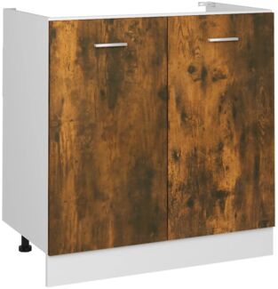 Spülenunterschrank, Küchenschrank Lyon Räuchereiche 80x46x81,5 cm Holzwerkstoff de5685