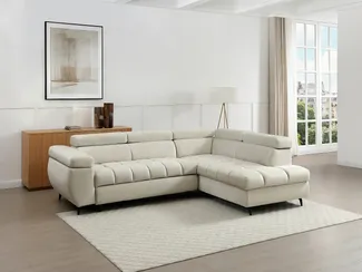 Vente-unique - NIACATO Sofa Samt Beige - B 204 cm x H 80 cm x L 274 cm