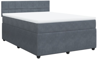 vidaXL Boxspringbett mit Matratze Dunkelgrau 140x200 cm Samt 3287759