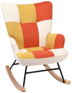 HomeMiYN Schaukelstuhl Schaukelstuhl Wohnzimmer Samt mit Metallgestell Holzsockel stillsessel, Aus holz