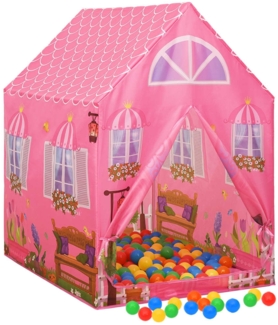vidaXL Kinder-Spielzelt mit 250 Bällen, Stoff rosa, 94 x 69 x 104 cm