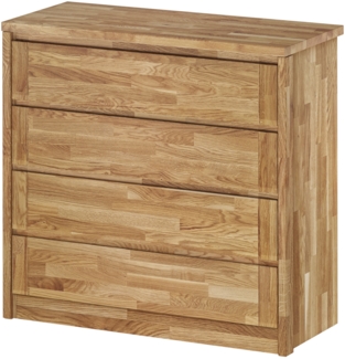 Grifflose Holzkommode Holzschrank mit 4 Schubladen Natur Eiche 90.50-35