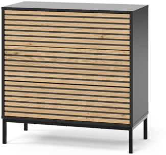 Vicco Kommode Schwarz/Eiche 80x81.2 cm 2 Schubladen, Eliza