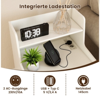 COSTWAY Nachttisch (1-St)