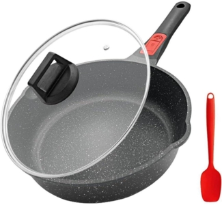 Bobikuke Pfanne 24cm Granit Stein Beschichtung Deckel Antihaft Induktion