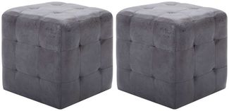 2er-Set Nachttische, Nachtschränke Grau 30x30x30 cm Wildleder-Optik