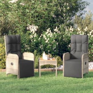 vidaXL Garten-Relaxsessel mit Kissen 2 Stk. Poly Rattan Grau 319891