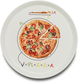 KHG Pizzateller, extra groß mit 30cm Durchmesser in Formel Print, perfekt für Gastro und Zuhause, hochwertiges Porzellan, Spühlmaschinengeeignet & perfekt Stapelbar im zeitlosem Design