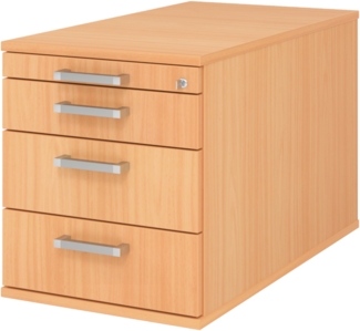 bümö Rollcontainer mit Schubladen, Container abschließbar aus Holz in Buche - Rollwagen für's Büro als Schreibtisch Unterschrank, Bürocontainer od. Schreibtischcontainer mit Chromgriffe, TC30-6-6-CE