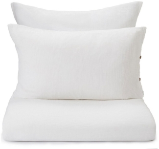 Urbanara Partnerbettwäsche Trofa Bettwäsche Set I 100% Baumwolle, Baumwolle, 3 teilig, Kuschelig, weiche Musselin Bettwäsche mit Kokosnussknöpfen