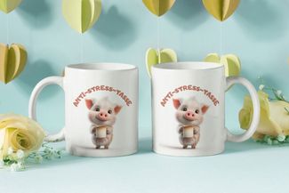 WS-Trend Tasse Anti Stress Schweinchen Kaffeetasse Teetasse Tasse Geschenkidee, Keramik