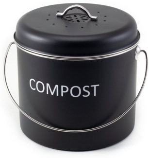 Hanseküche Biomülleimer Komposteimer Küche 5L – Für Biomüll mit 3X Aktivkohlefilter, Langanhaltende Frische mit ausswechselbarem Aktivkohelfilter
