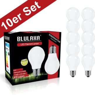 BLULAXA LED-Filament Retro Multi, E27, 10 St, Warmweiß, 10er-Set, Promotion-Pack Birnenform, Filament, opal