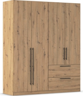 rauch Kleiderschrank Drehtürenschrank Schrank Garderobe Wäscheschrank Schlafzimmer AVOLA (in 3 verschiedenen Ausstattungen BASIC/CLASSIC/PREMIUM) mit hochwertigen Stangengriffen aus Metall in Schwarz MADE IN GERMANY