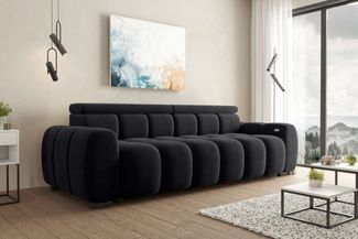 99rooms Alessio Bigsofa Velours TIFFANY Schwarz mit Sitztiefenverstellung