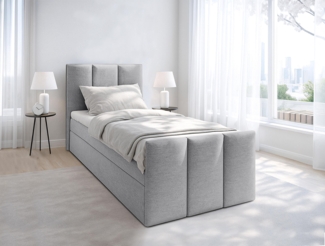 AX LIVING Levente Boxbett mit Bettkasten 80x200 graues Boxspringbett