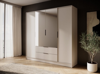 MOEBLO Drehtürenschrank SEVIA (Moderner und funktionaler Schrank mit verstellbaren Regalen und Schubladen, Kleiderschrank 4-türig Schrank Garderobe Schlafzimmer mit/ohne Spiegel, mit/ohne Vitrinen - und Schubladen) (BxHxT): 206x200x51 cm
