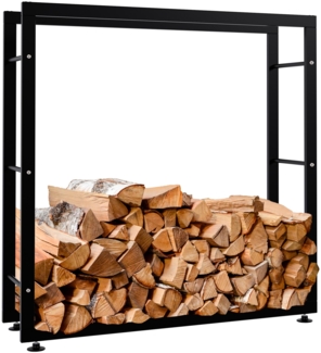 DELUKE® Kaminholzregal innen Metall SATLO - für Feuerholz Brennholzregal innen Kaminholzständer Kaminholzhalter Feuerholzregal InnenSchwarz, 25x100x100cm