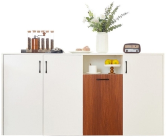 i@home Sideboard mit 4 Türen Weiß (Packung Set, 1 Sideboard), Mehrzweckschrank mit verstellbare Ablagen, 160×40×80cm