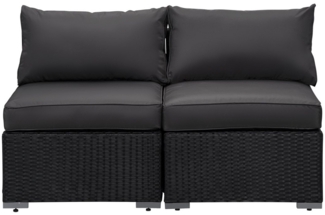 MeXo Gartenlounge-Set Balkonmöbel Rattan Modulsofa mit Liegefunktion Outdoor Wetterfest, (64x64 cm Premium-Sitzfläche, 10cm extrabreite Armlehnen, 10cm Deluxe Relax-Sitzkissen, 7+ freie modulare Kombinationen zur Auswahl), Polyrattan Lounge anthrazit Lo...
